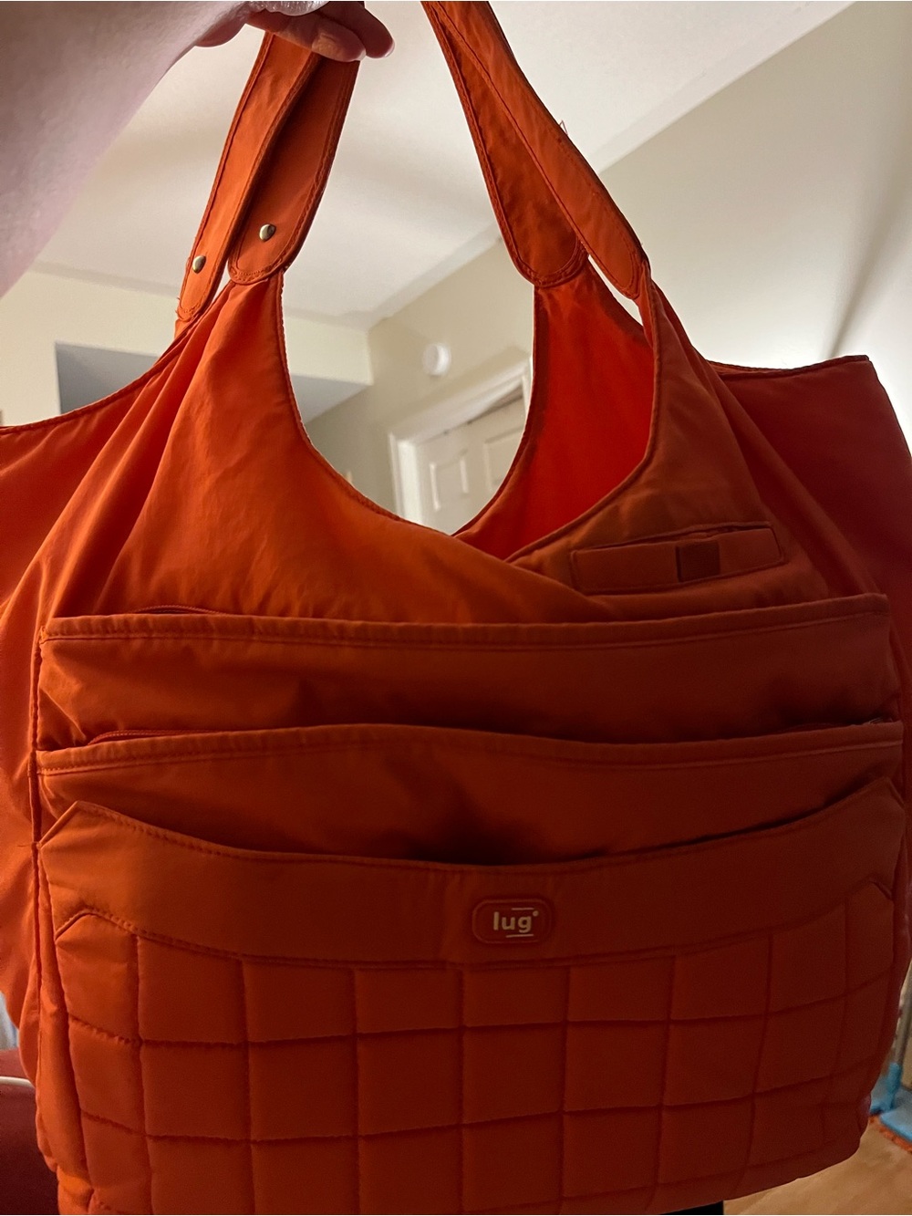 lug Quilted Tote Bag - Bright Orange